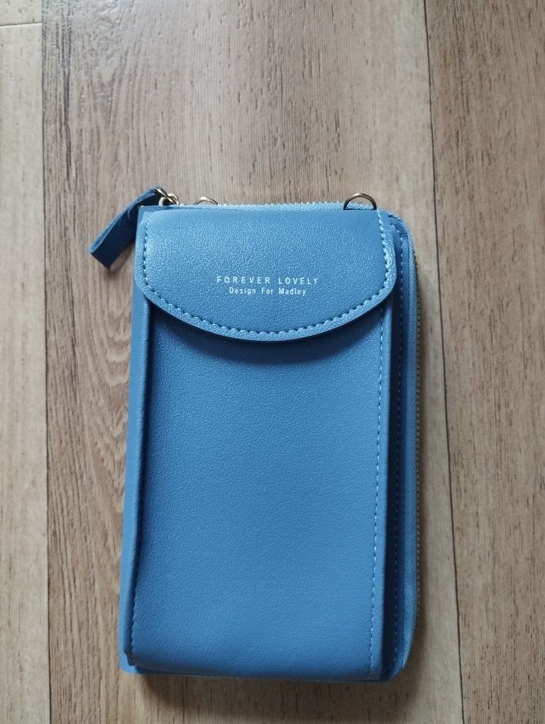 Torebka na telefon portfel damski niebieski nowy