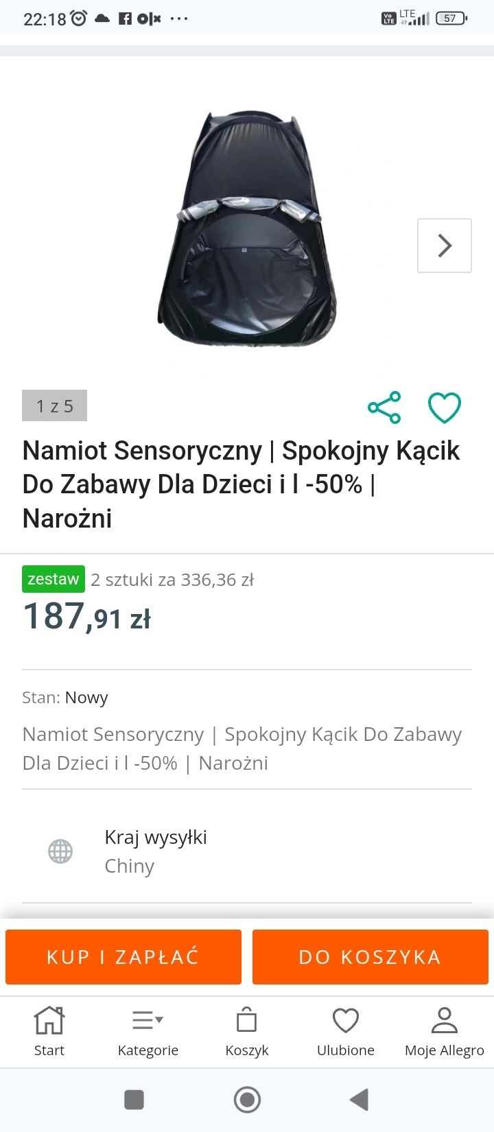 Namiot sensoryczny dla dziecka