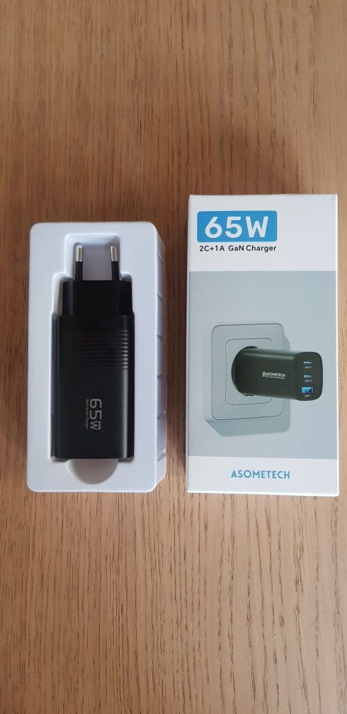 Ładowarka Mocna ASOMETECH Procesor GAN moc 65W 20V 3 porty