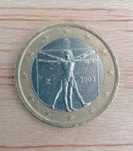 1 euro Moeda rara italiana homem vitruviano