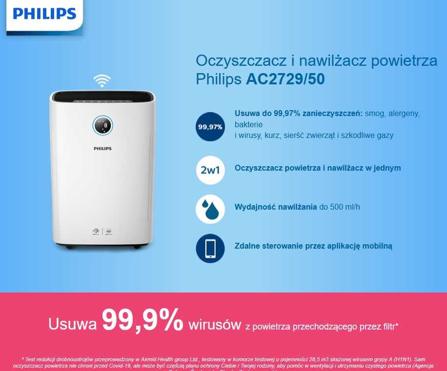 Oczyszczacz Nawilżacz powietrza Philips AC2729/50 Combi 2w1