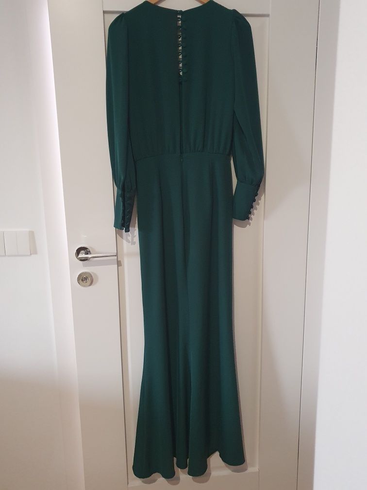 Sukienka długa Kulunove butelkowa zieleń S 36