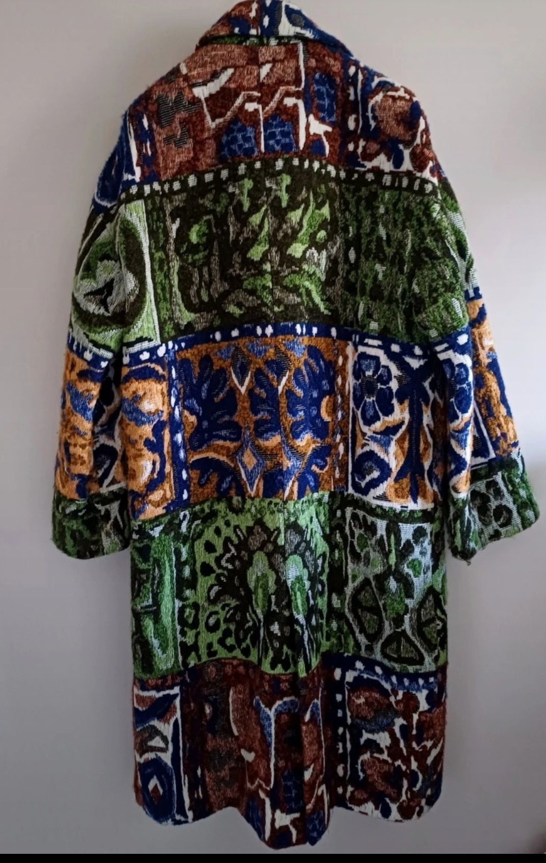 Żakardowy płaszcz Zara boho patchwork