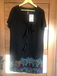 Sukienka Desigual rozm 42 czarna z kolorowym wzorem