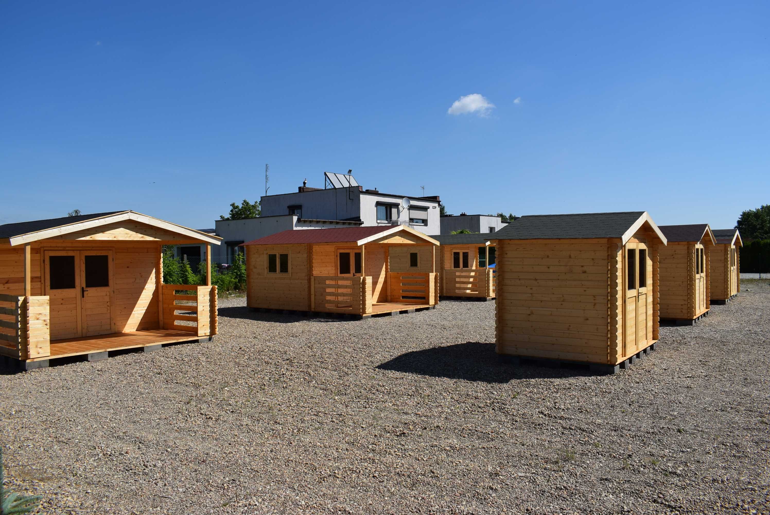 OD ręki PIĘKNY domek drewniany LETNISKOWY z tarasem*6x4*24m2*bal 34 mm