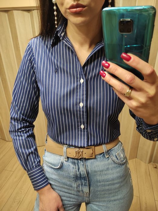 Koszula damska Ralph Lauren, granatowa w białe paski r.34