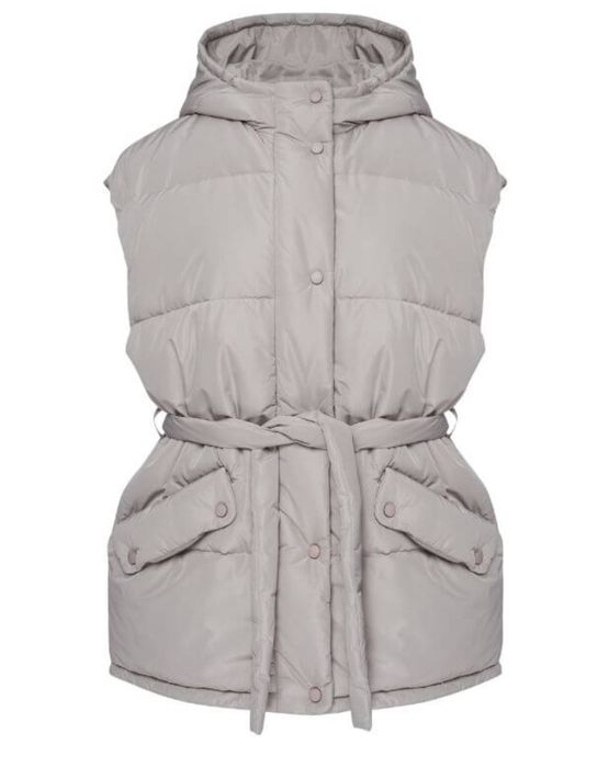 Жилет Rikkyhype подовжений осінньо-весняний з поясом та капюшоном, сір