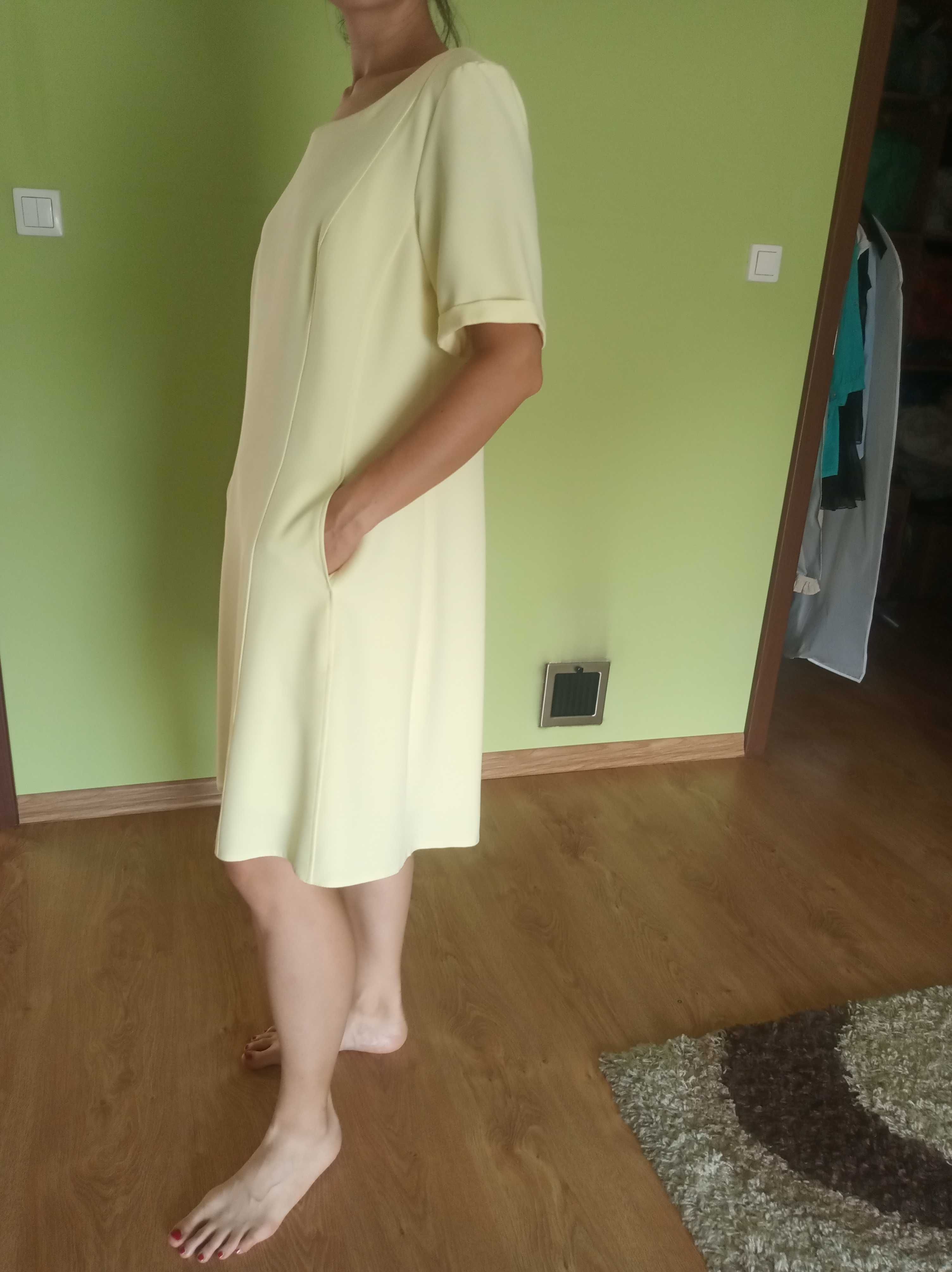 Kanarkowo-cytrynowa sukienka koktajlowa