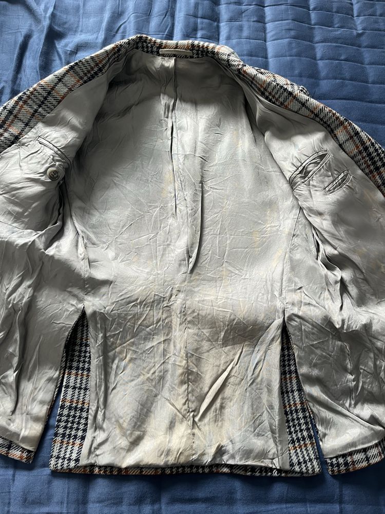 Elegancka marynarka w kratę szara czarna paski oversize