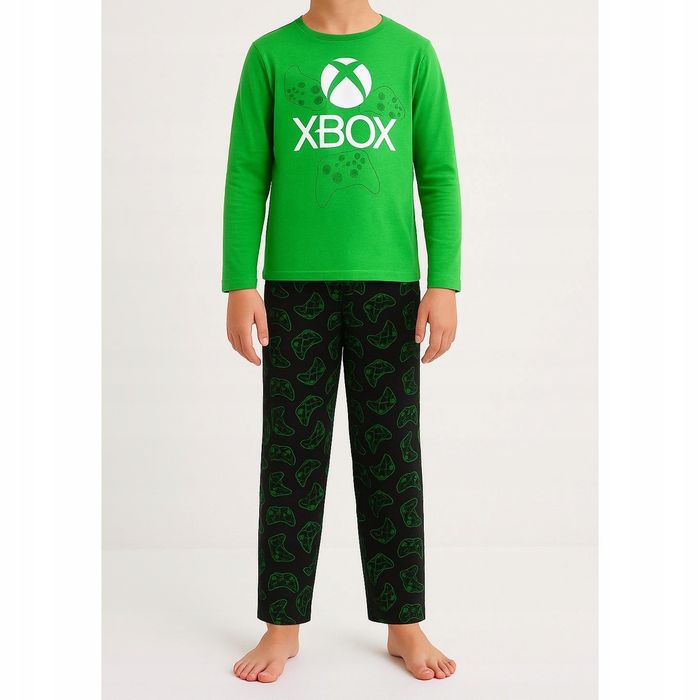 XBOX Piżama Dziecięca Chłopięca ZIELONO CZARNA 122/128 100% Bawełna
