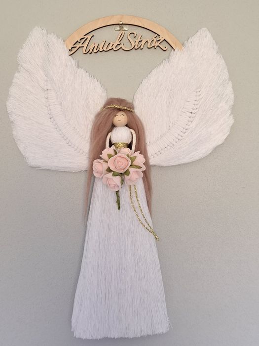 Aniołek wiszący makrama handmade