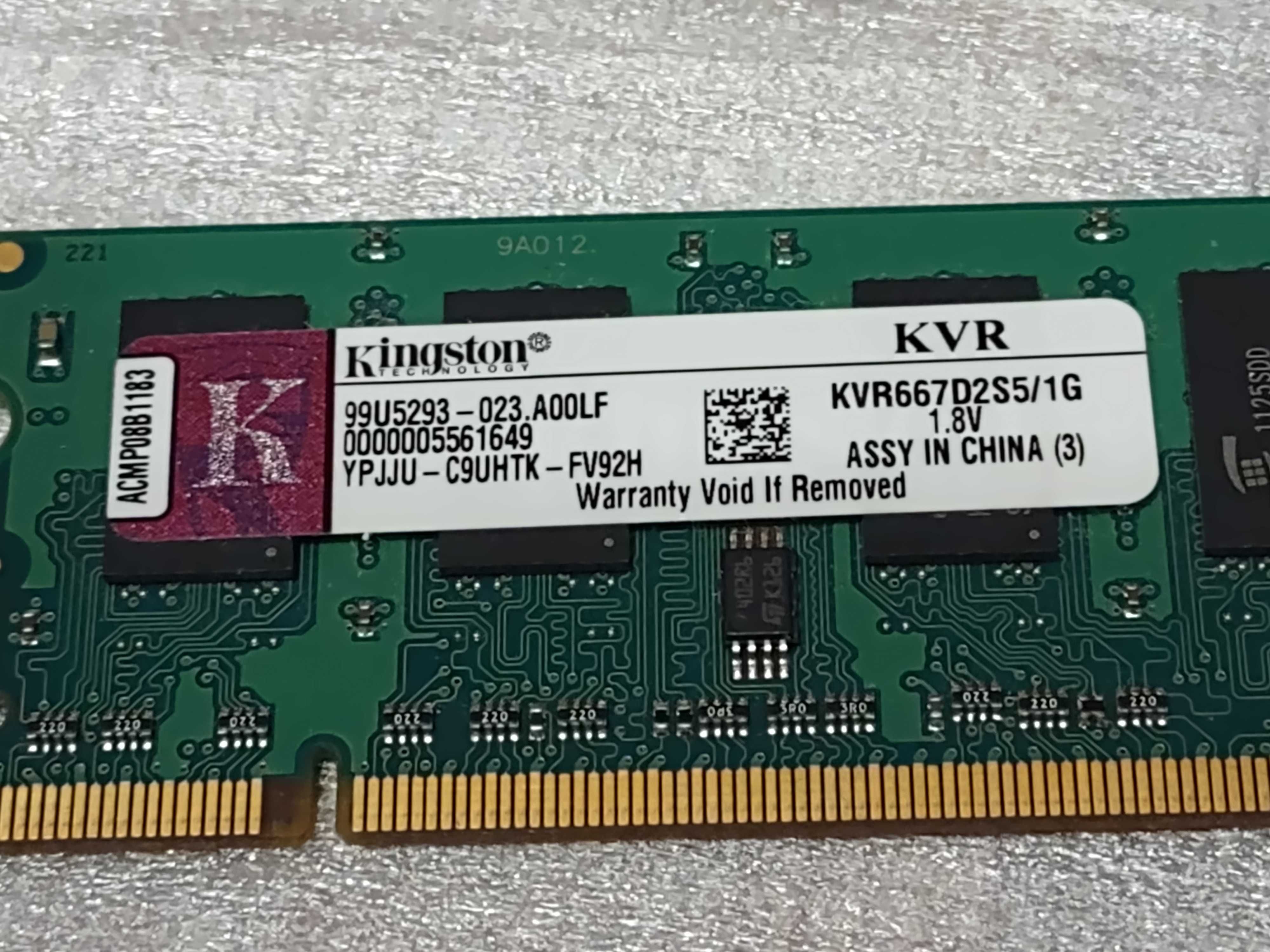 DDR2   1GB RAM KINGSTON KVR667D2S5/1G 1,8V do laptopa