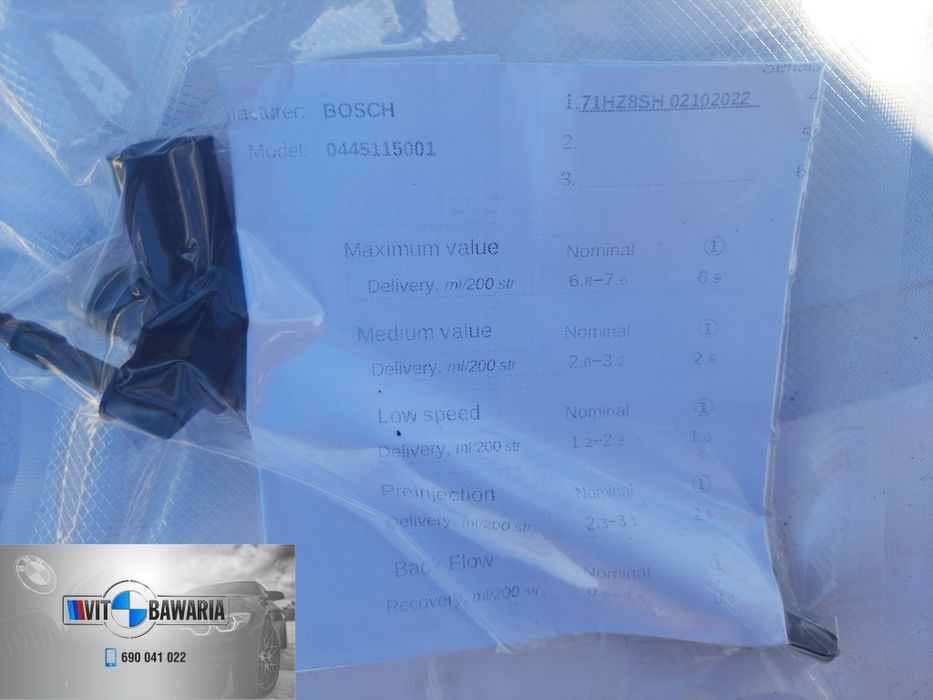 Wtryski piezo BMW E60 E90 2.0D N74D20 177 KM