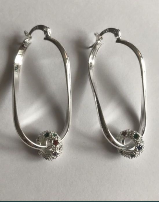 kolczyki owalne srebrne,  925 próba