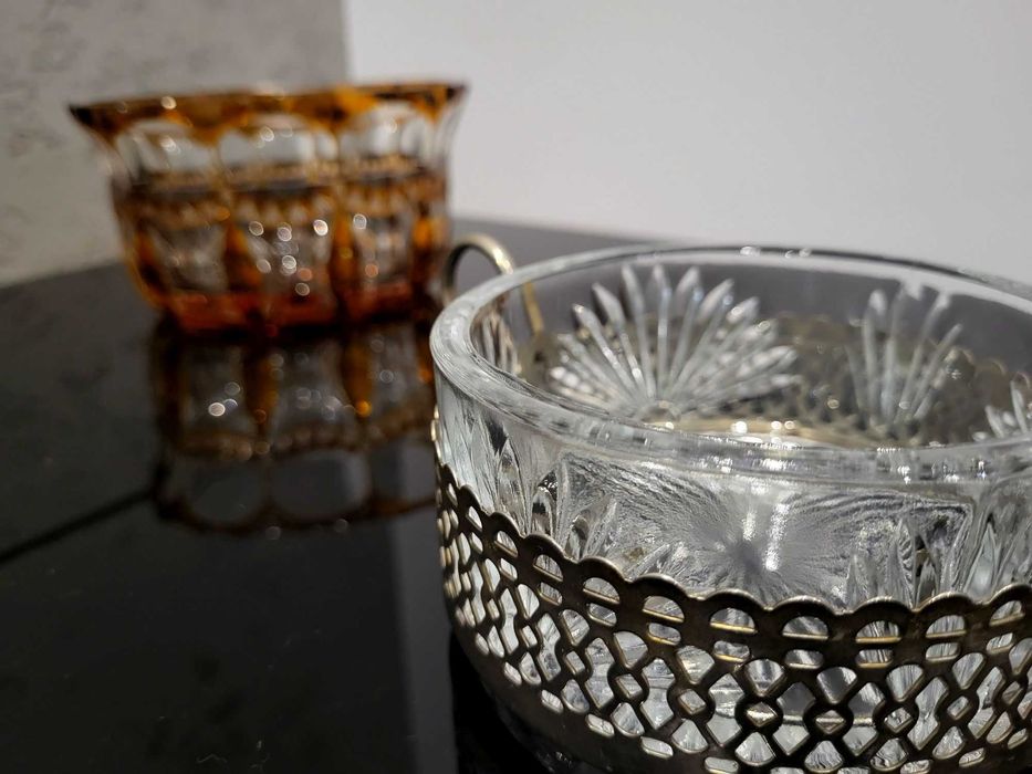 Cukiernica PRL szklana koszyczek RETRO