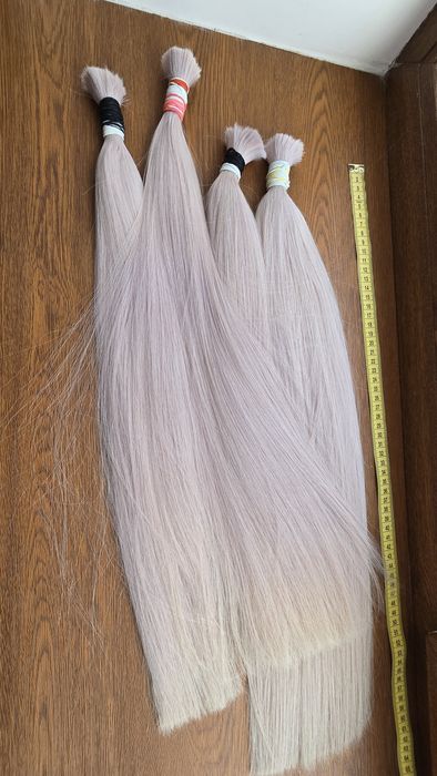 Натуральные детские осветленные волосы для наращивания блонд белые