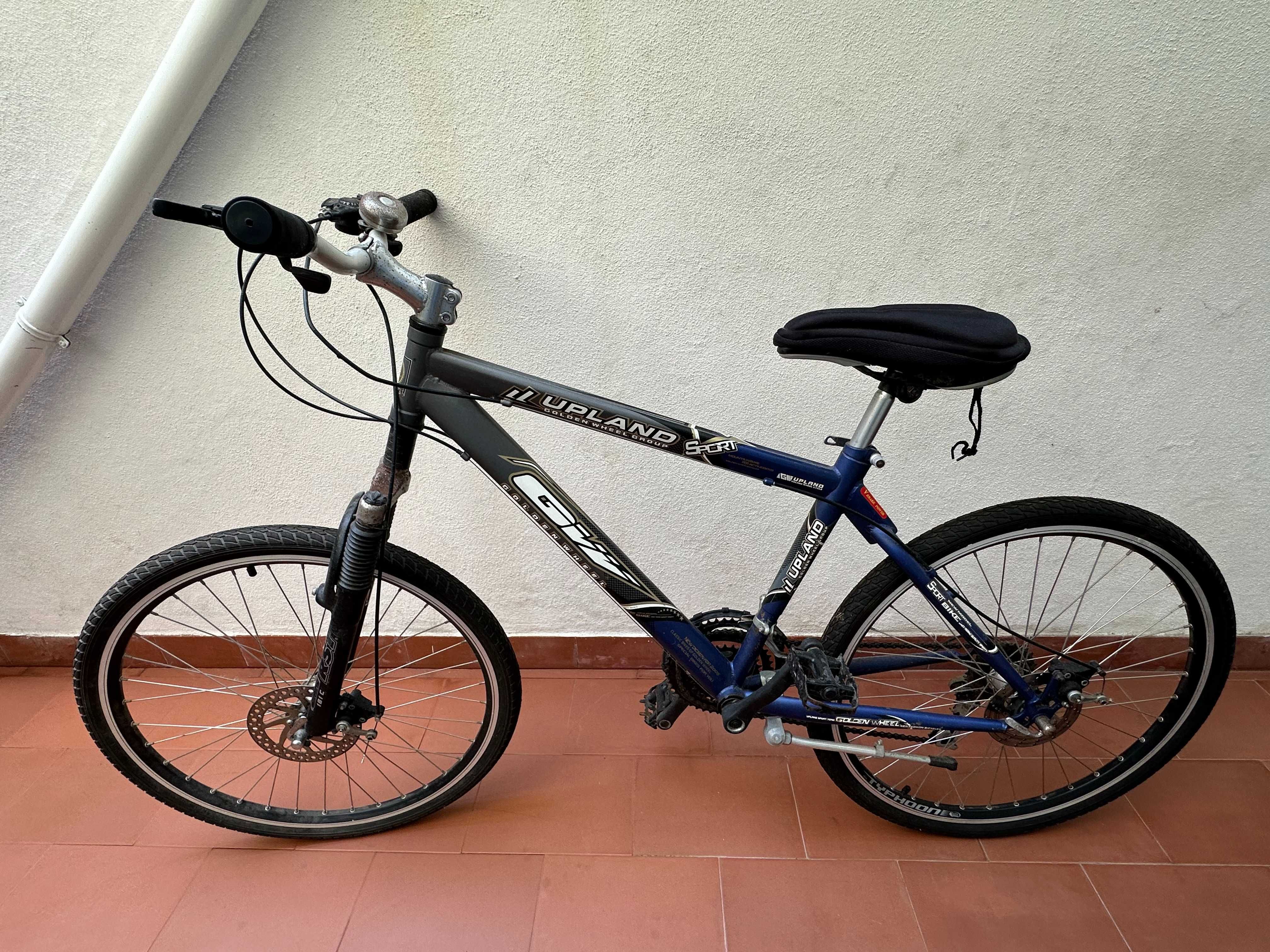 Bicicleta montanha com suspensão e travões de disco