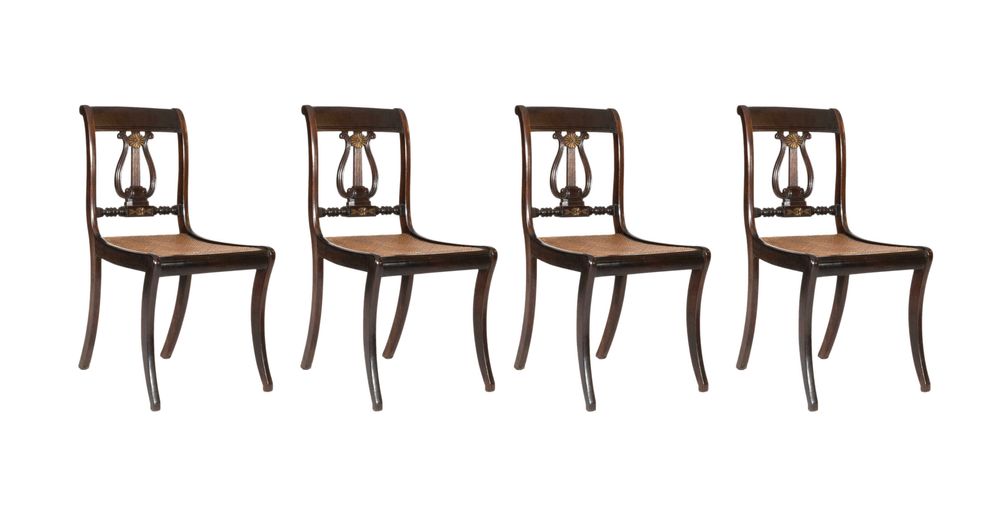 Conjunto Seis Cadeiras Jantar Inglesas, Estilo Sheraton, Século XIX