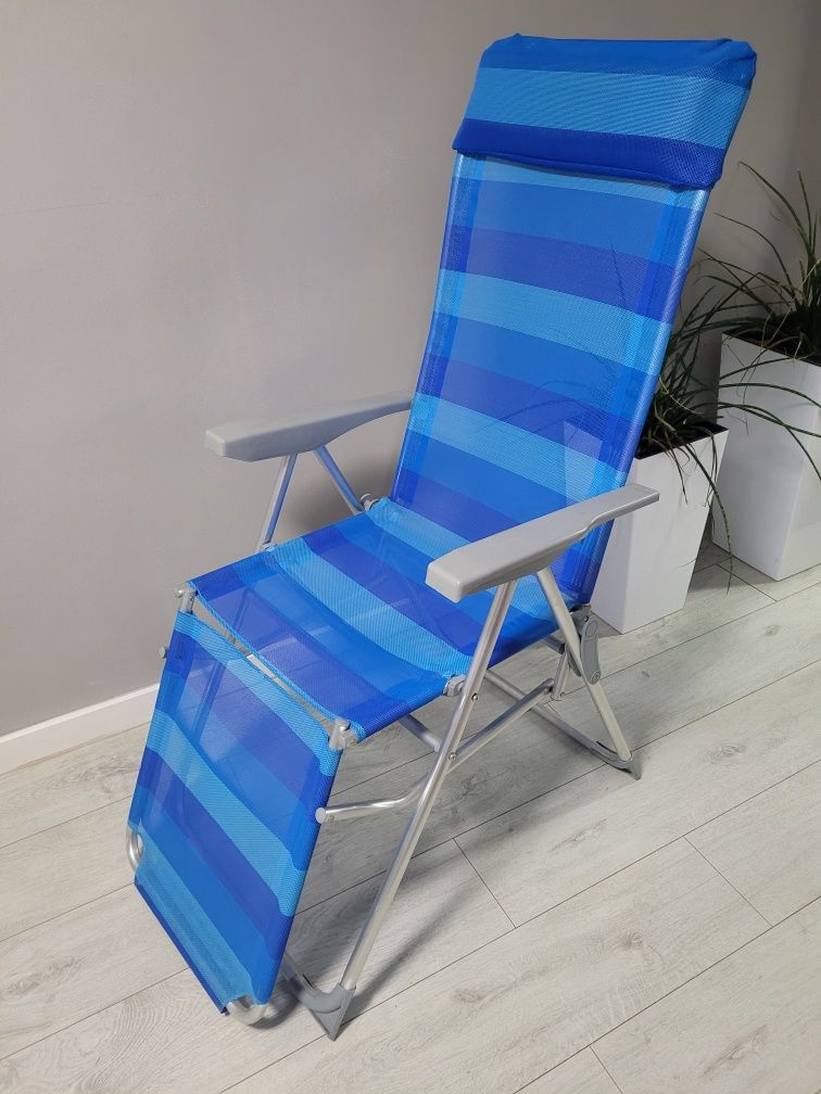 Leżak plażowy Krzesło z rozkładanym podnóżkiem i zagłówkiem Madera