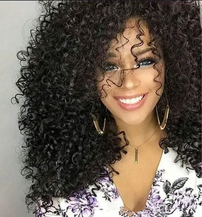Peruka długie Afro czarna
