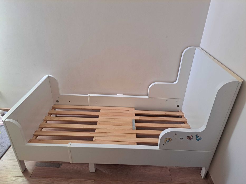 Łóżko ikea busunge, z materacem, 3 długości, rozsuwana rama.