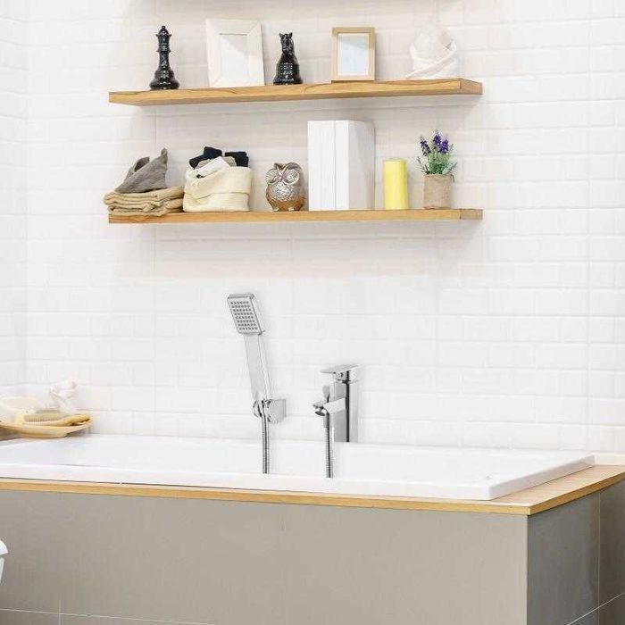 Bateria wannowa prysznicowa stojąca kran mosiądz chrom