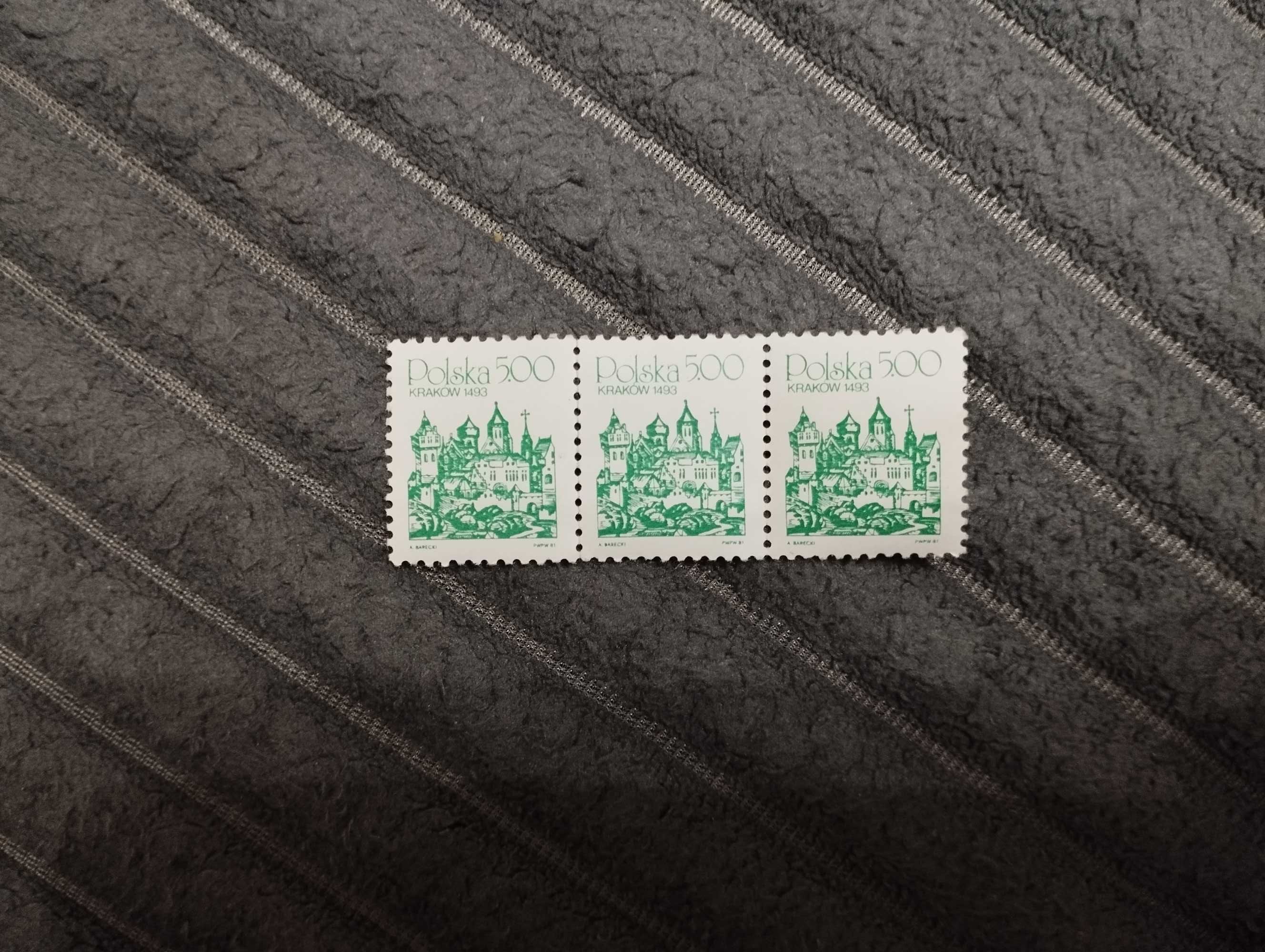 3 znaczki pocztowe Polska 500 Kraków 1493