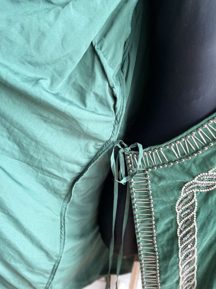 Asos aksamitna sukienka mini 46 3 xl cekinowa kopertowa szmaragdowa