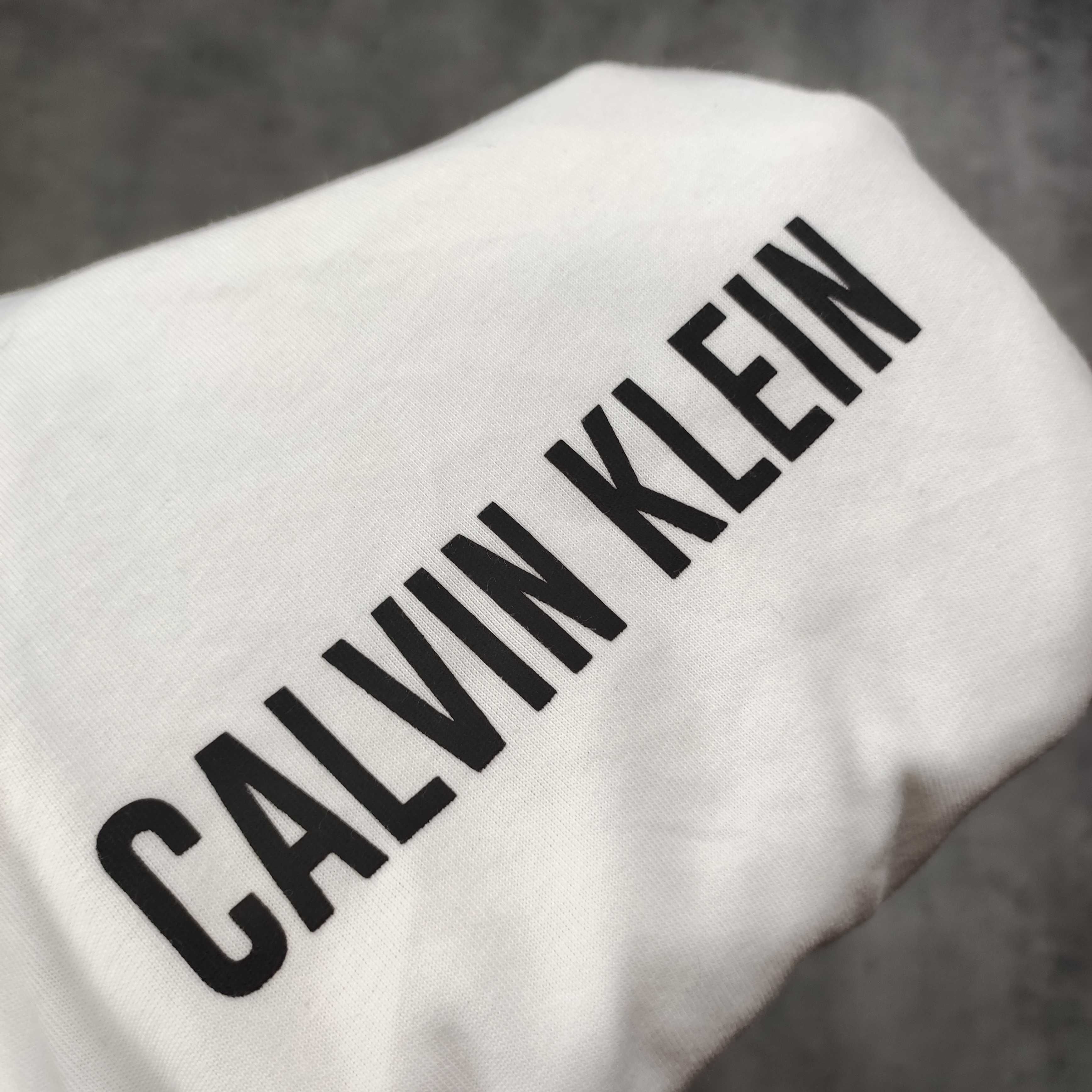 MĘSKA Koszulka PREMIUM Biała Duże Logo Lekka Calvin Klein Performance