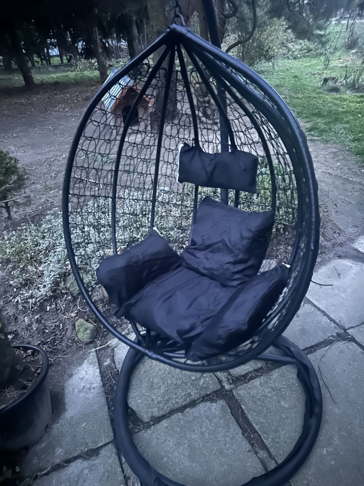 Fotel Wiszący Bujany Ogrodowy Huśtawka Kokon + Poduszki PREMIUM