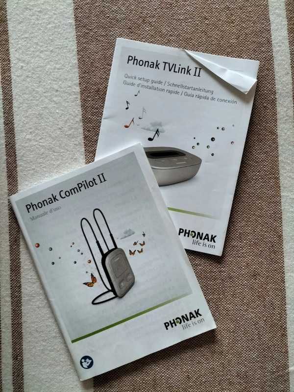 Phonak TV Link II + ComPilot II – NOVO & completo