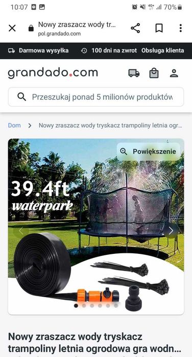 Zraszacz do wody tryskacz trampoliny