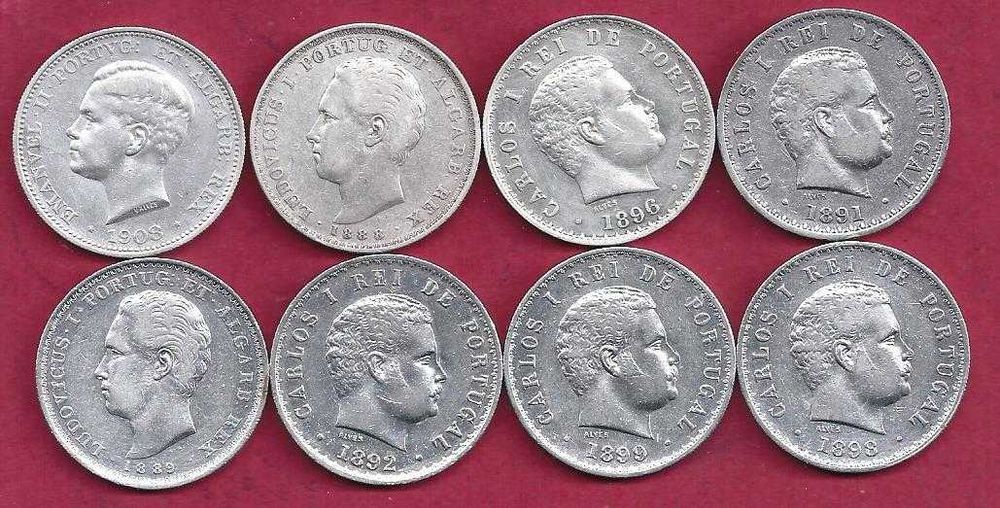 MONARQUIA 8 Moedas  de 500 Reis  Prata