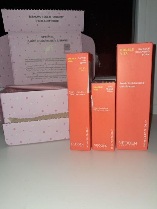 Шикарний набір доглядової косметики від Neogen, сироватка, SPF, пінка