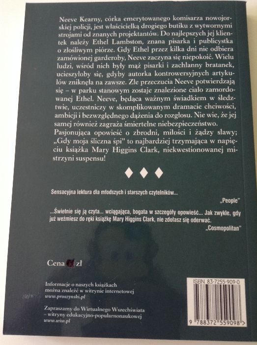 GDY MOJA ŚLICZNA ŚPI autor Mary Higgins Clark kryminał powieść NOWA