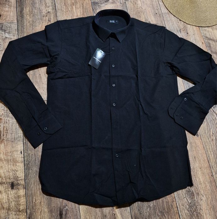 Ea7 męska elegancka koszula bawełna czarna xl 2xl metki długi rękaw