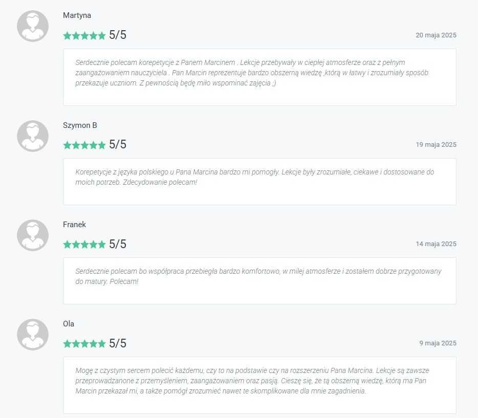 język polski - korepetycje - matura (pp/pr) - stacjonarnie / online