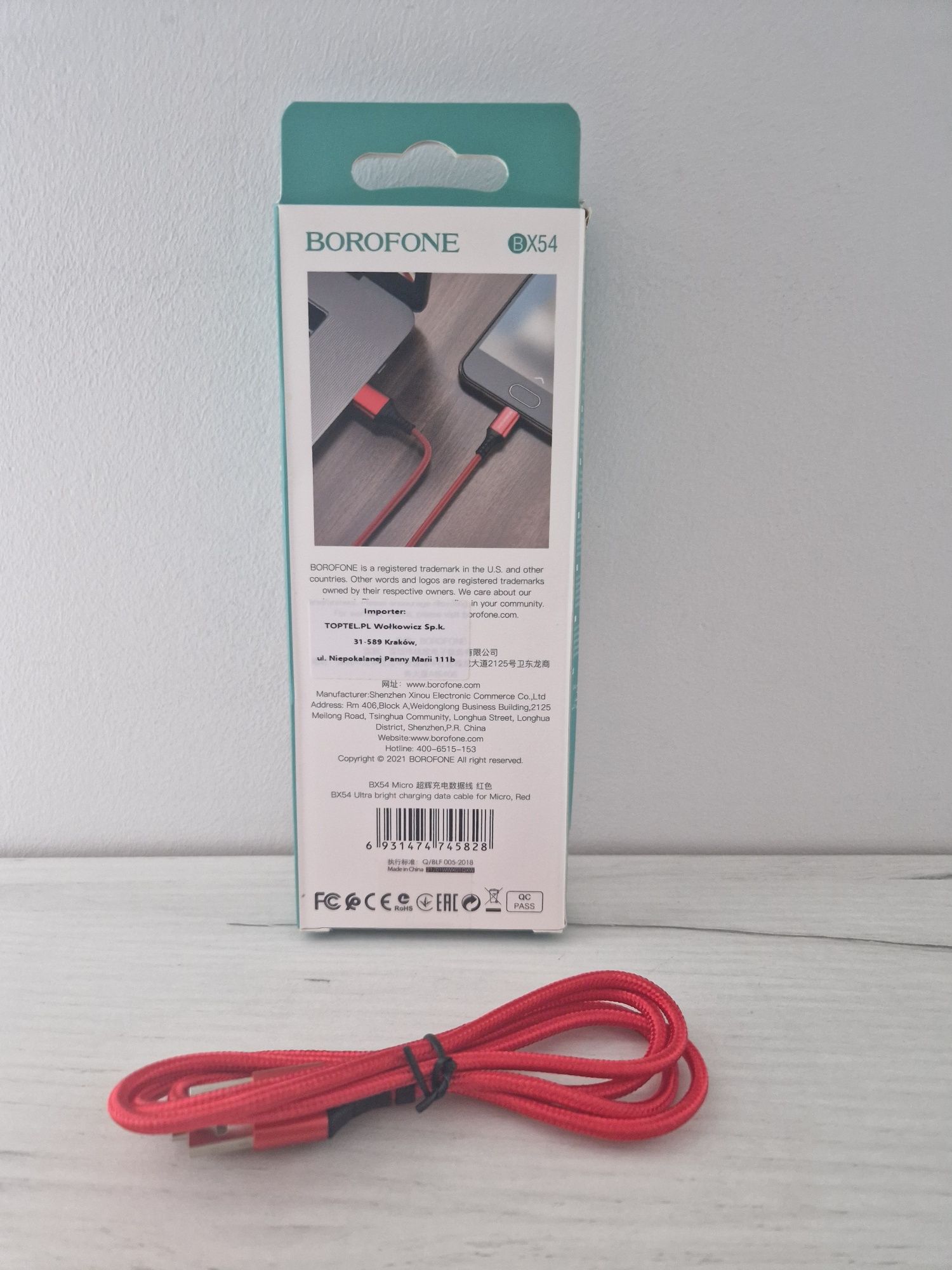 Borofone Kabel BX54 Ultra Bright - USB na Micro USB - 2,4A 1 metr