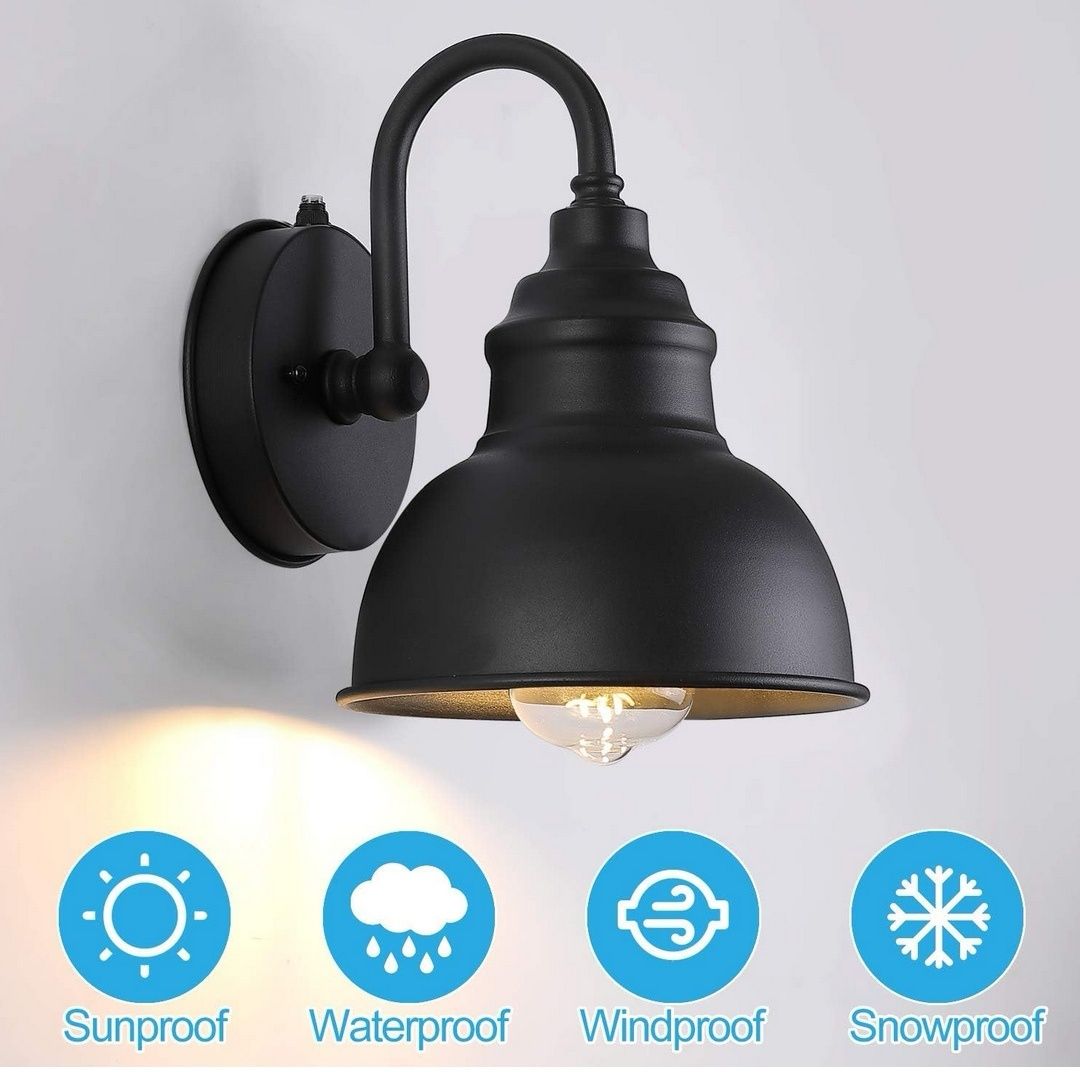 Zewnętrzna lampa ścienna z czujnikiem zmierzchu, czarna, retro