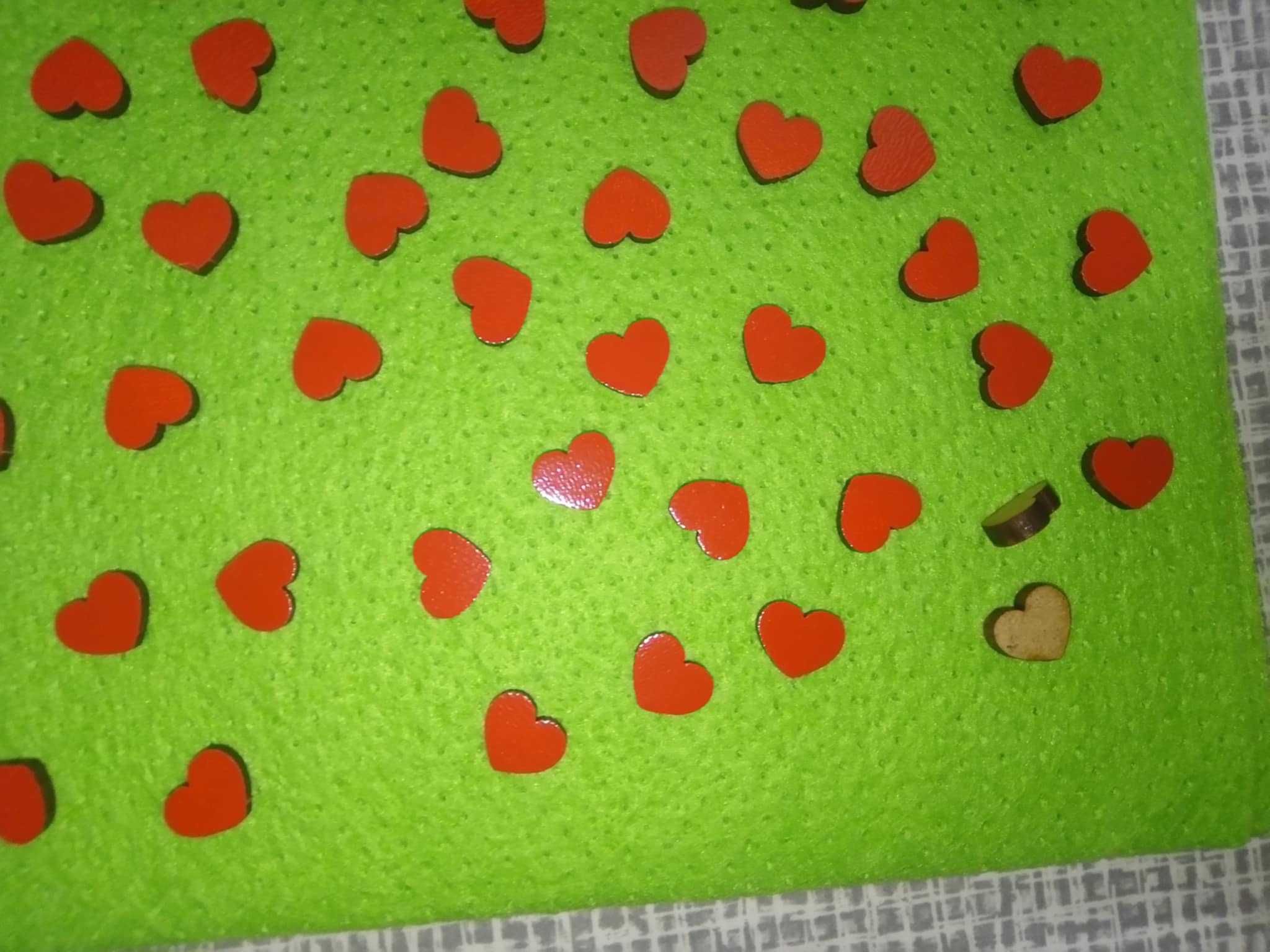 Serce serca mini ozdoba drewniane decoupage dekoracja czerwone 200szt