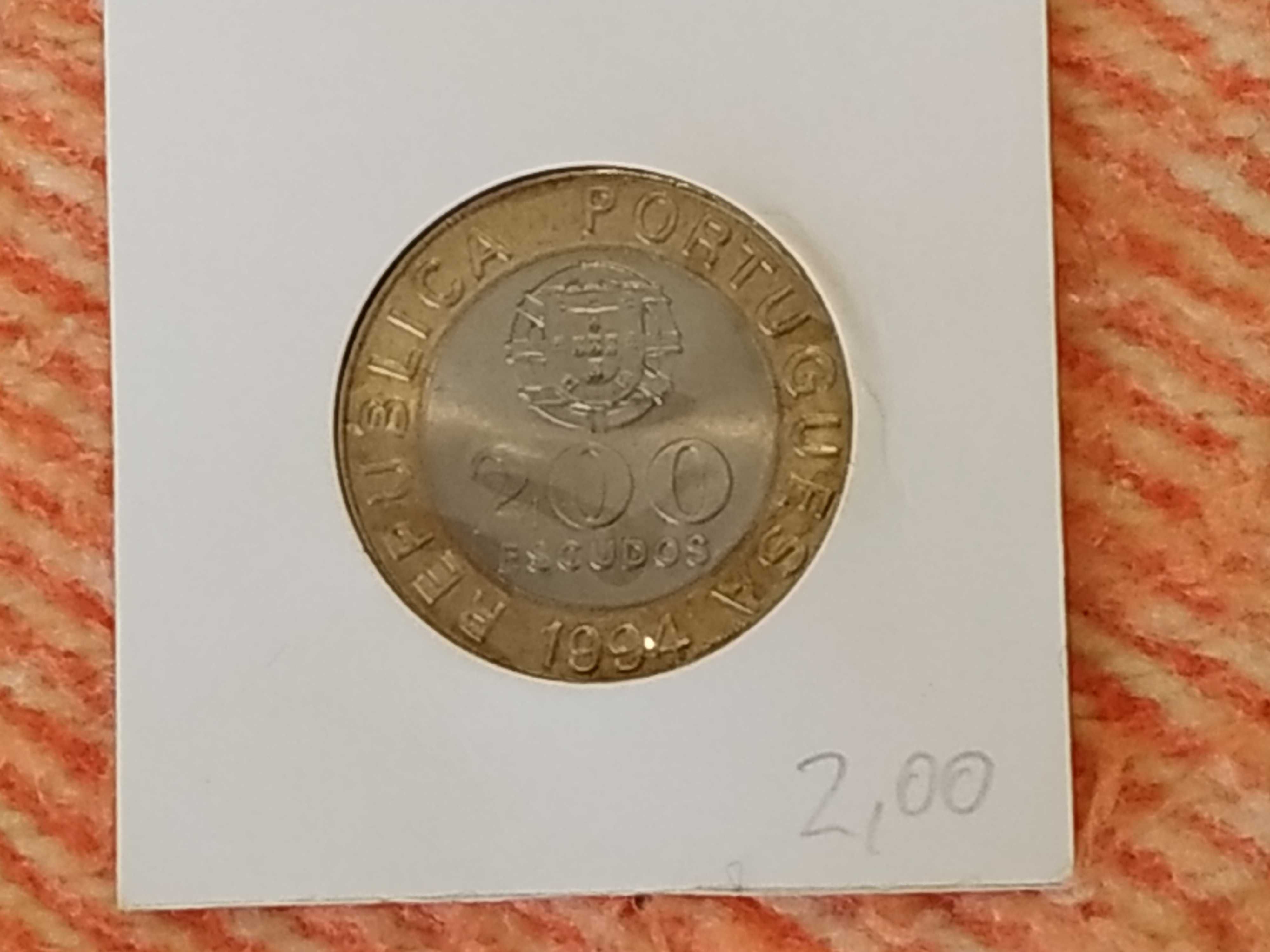 Portugal - moeda bimetálica de 200 escudos de 1994 Lisboa 94