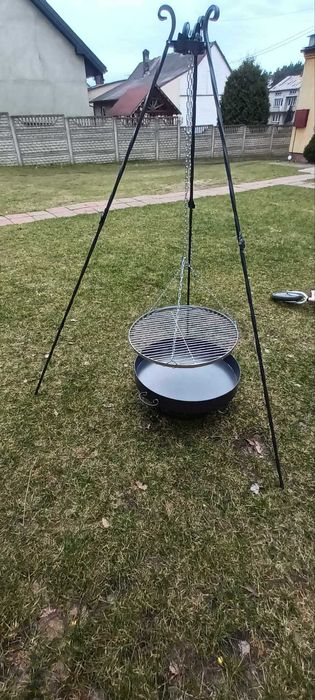 Grill trójnóg ruszt wiszący okrągły 60cm ogrodowy