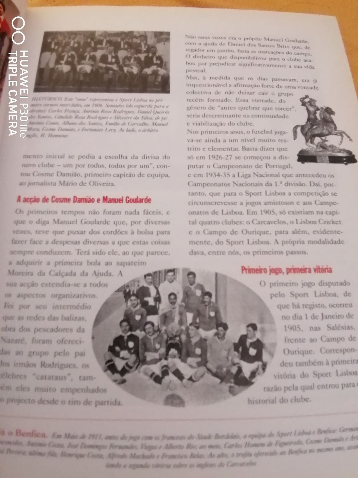 Livro Benfica, "A historia os triunfos e as imagens de todos os tempo