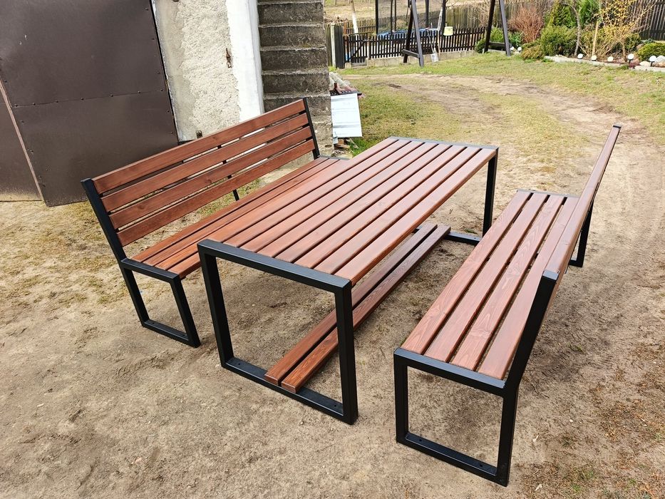 Stół z ławkami ogrodowy loft