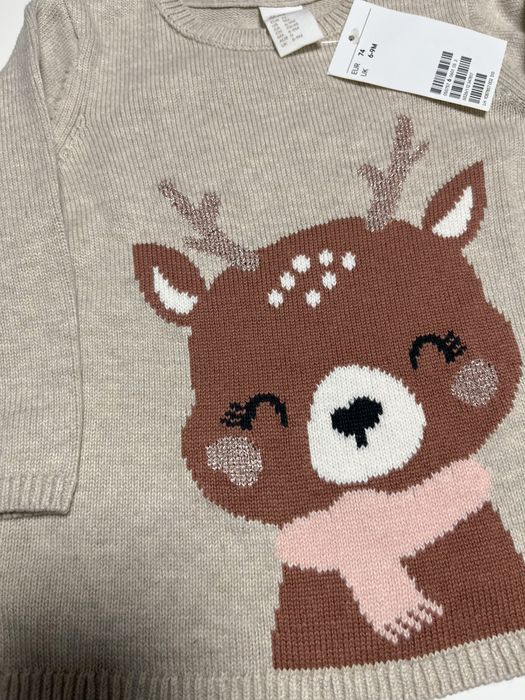 Різдвяний светр H&M, 74 розмір, саетрик з оленем