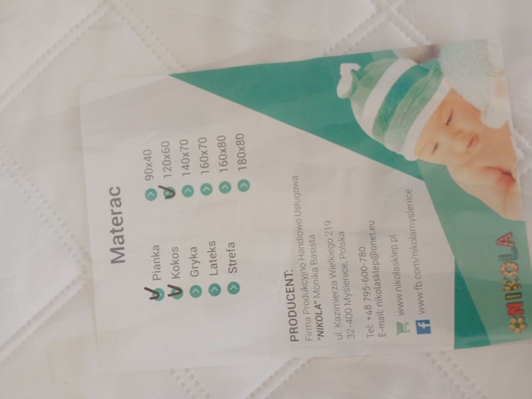 Materac do lóżeczka