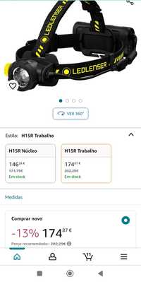 Lanterna de cabeça ledlenser h15r work venda ou troca