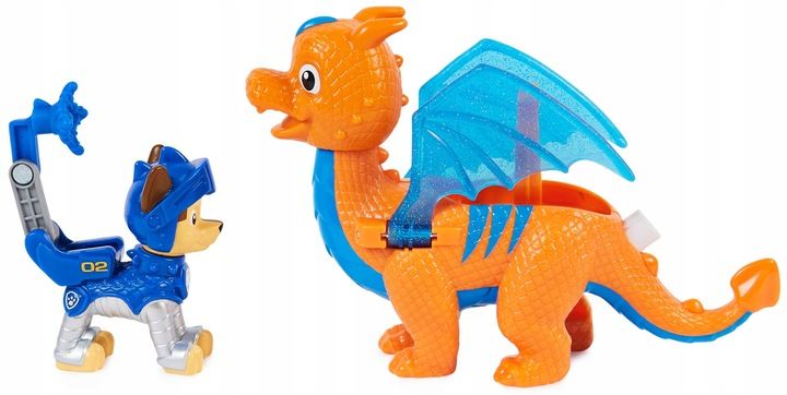 Psi Patrol Rycerze Figurka Chase I Duży Smok Draco