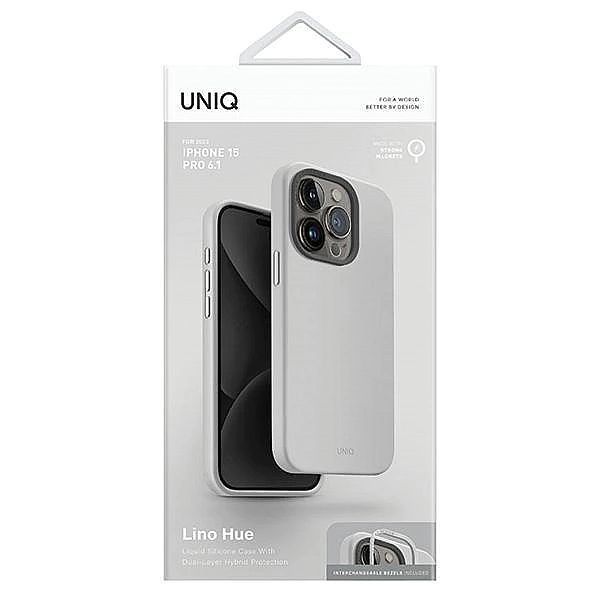 Etui Uniq Lino Hue Magclick Charging do iPhone 15 Pro - jasnoszare