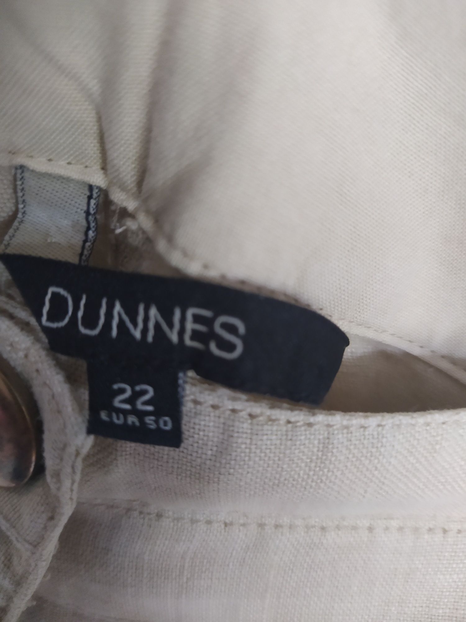 Lniane, luźne, beżowe spodnie Dunnes 50